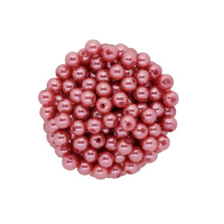 ACRYLIC IMITATION PLASTIC PEARLS - BALL - 6mm CORAL 19 - 50g Hole-1.8mm (500pcs.)