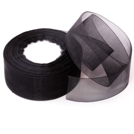 ORGANZA RIBBON 4.0cm - BLACK 039 - 50yards(45m)