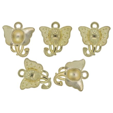 METAL BEADS - PENDANT - ELEPHANT 02 - 15x16x4mm GOLD - 10pcs. Hole-2.0mm