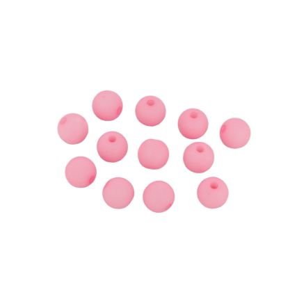 OPAQUE MATTE PLASTIC BEADS - BALL - 8mm PINK С02 - PACKAGE 500g  Hole-1.8mm (1850pcs.)