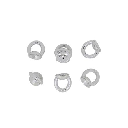 METAL ELEMENTS - PINCH CLIP BAIL CONNECTOR - HEMISPHERE WITH 2 HOLES 1.8mm - 8x10mm NICKEL COLOR - 10pcs. Ring-5.8x5mm