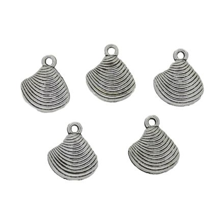 METAL BEADS - PENDANT - SHELL 03 - 13x15x2mm NICKEL - 15pcs. Hole-1.5mm