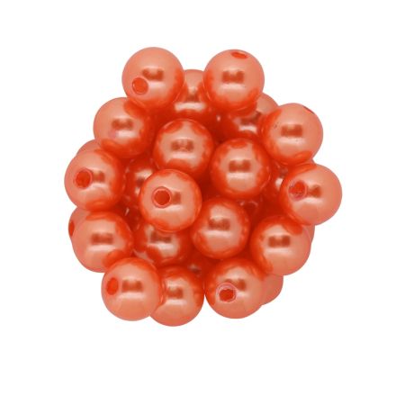 ACRYLIC IMITATION PLASTIC PEARLS - BALL - 12mm ORANGE 93 - PACKAGE 500g Hole-3.0mm (615pcs.)