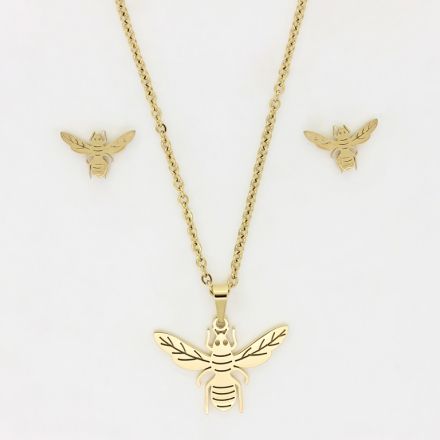 JEWELRY - SET - STAINLESS STEEL - BEE S45 - GOLD - 1 set