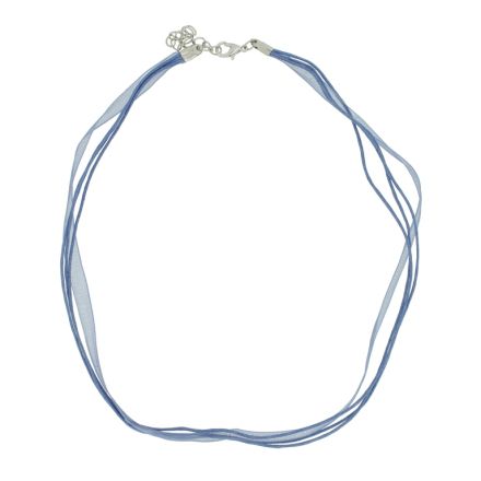NECKLACE WITH CLASP - THREAD AND ORGANZA - NECKLACE - 43+4cm BLUE 213 - 1pc.