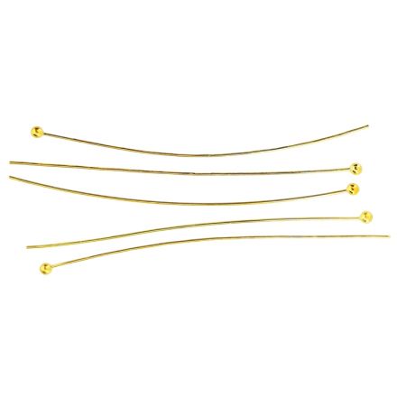 METAL ELEMENTS - BALL HEAD PINS - BRASS - 50x0.5mm GOLD COLOR - 100pcs.