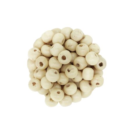 WOODEN BEADS - BALL SHAPED - 7x8mm NATURAL (LIGHT) 02 - PACKAGE 500g Hole-3.0mm (2650pcs.)