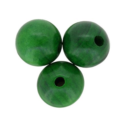 WOODEN BEADS - BALL SHAPED - 28x30mm GREEN GRASSY - PACKAGE 50pcs. Hole-5.0mm