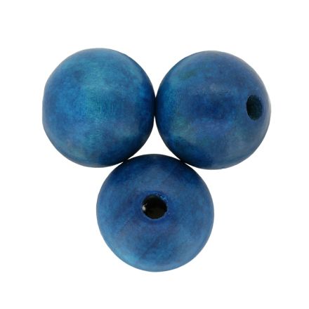 WOODEN BEADS - BALL SHAPED - 28x30mm TURQUOISE BLUE - PACKAGE 50pcs. Hole-5.0mm