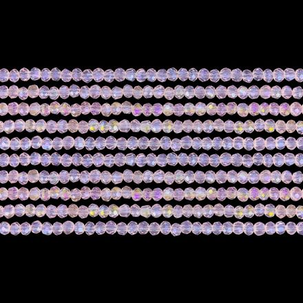 СТЪКЛЕНИ МЪНИСТА - КРИСТАЛИ - 2.5х2мм - АВ ПРОЗРАЧНИ - РОЗОВО СВ. 030АВ - НАНИЗ (166 бр.) Отвор-0.8мм