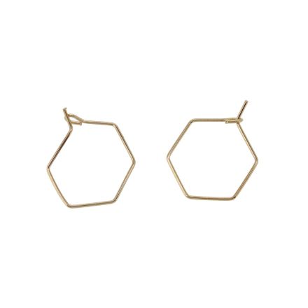 METAL ELEMENTS - CHANDELIER EARRINGS - WIRE - HEXAGON - 18mm GOLD COLOR PINK - 30pcs.