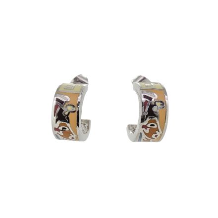 JEWELRY - EARRINGS - SCREW - BRASS WITH ENAMEL - Е370 - NICKEL-ECRU-ORANGE (LIGHT) - PACKAGE 6 pairs