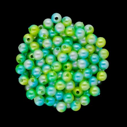 ACRYLIC IMITATION PLASTIC PEARLS - BALL - 6mm MULTICOLORED - TURQUOISE-RESEDA-WHITE 012 - 50g Hole-1.8mm (400pcs.)