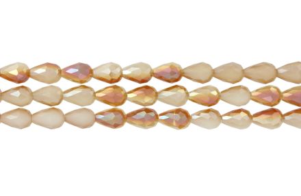 GLASS BEADS - TEARDROP CRYSTALS - 8x12mm - UV - BEIGE 076 - STRING (60pcs.) Hole-1.5mm