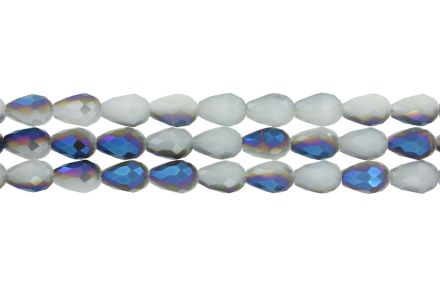 GLASS BEADS - TEARDROP CRYSTALS - 8x12mm - UV - GRAY 083 - STRING (60pcs.) Hole-1.5mm