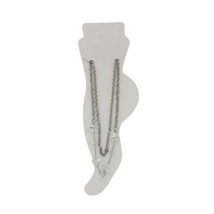 JEWELRY - ANKLET - METAL AND CRYSTALS - CHAIN - 25cm BUTTERFLY GK056 - NICKEL AND WHITE - PACKAGE 3pcs.