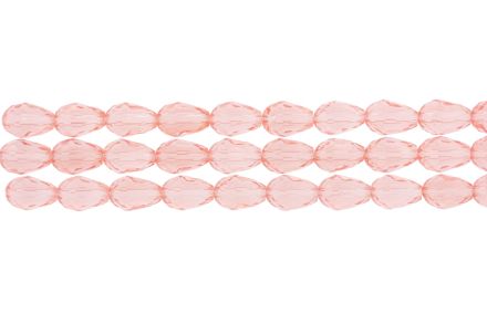 GLASS BEADS - TEARDROP CRYSTALS - 8x12mm - TRANSPARENT - PINK 031 - STRING (60pcs.) Hole-1.5mm