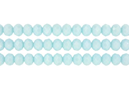 GLASS BEADS - FACETED RONDELLE CRYSTALS - 10x8mm - OPAQUE - BLUE (LIGHT) 053 - STRING (70pcs.) Hole-1.5mm