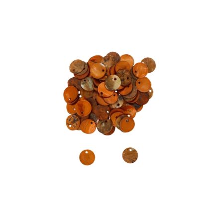 MOTHER OF PEARL BEADS  - FLAKE 02 - CIRCLE 02 - 10x0.8mm ORANGE - 10g Hole-1.3mm (56pcs.)