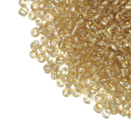 GLASS SEED BEADS - BALL 4mm - SILVER THREAD - GOLD (LIGHT) 22AN - 50g Hole-1.5mm