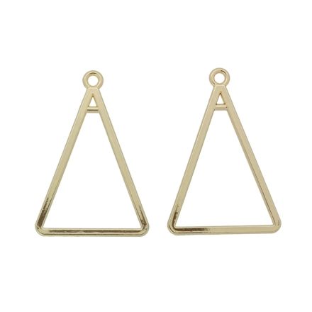 METAL BEADS - PENDANT - TRIANGLE 04 - 21x31x1mm GOLD - 3pcs. Hole-1.8mm