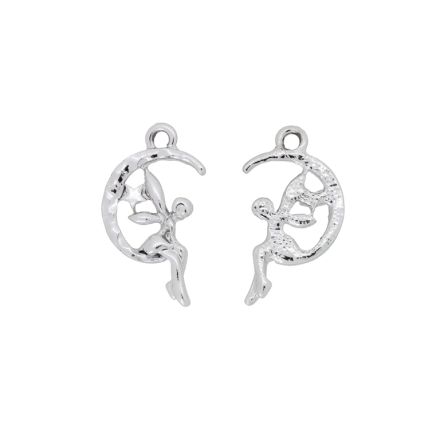 METAL BEADS - PENDANT - FAIRY 07 - 14x25x2mm SILVER - 2pcs. Hole-1.8mm