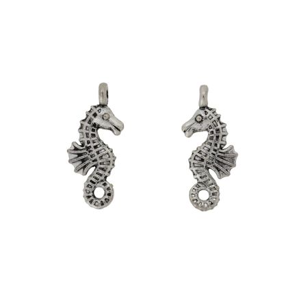 METAL BEADS - PENDANT - SEA HORSE 06 - 10x24x2mm NICKEL - 8pcs. Hole-1.8mm