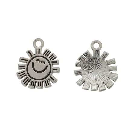 METAL BEADS - PENDANT - SUN 02 - 19x23x2mm NICKEL - PACKAGE 40pcs. Hole-2.4mm