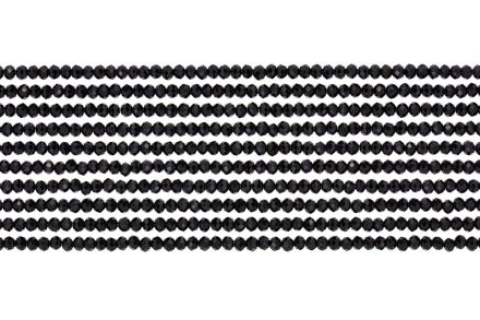GLASS BEADS - FACETED RONDELLE CRYSTALS - 2.5x2mm - OPAQUE - BLACK 002 - STRING (166pcs.) Hole-0.8mm