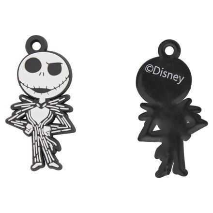 PLASTIC BEADS - RUBBER 3D - PENDANT - JACK SKELLINGTON 01 SKELETON - 50x26x3mm WHITE AND BLACK - PACKAGE 30pcs. Hole-4.0mm