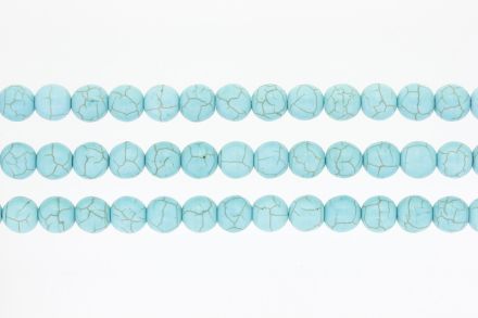 NATURAL STONE BEADS - TURQUOISE - 10mm - PACKAGE (3x38pcs.) Hole-1.8mm