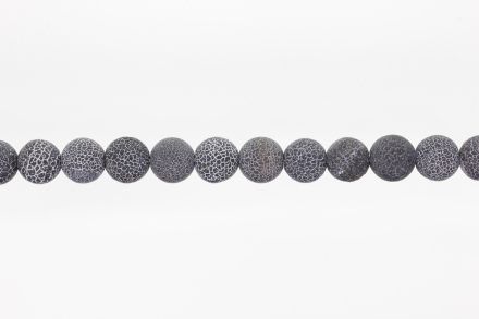 NATURAL STONE BEADS - AGATE CRACKED BLACK - 12mm - STRING (32pcs.) Hole-2.0mm