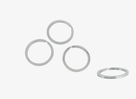 METAL KEYCHAIN FINDINGS - SPLIT KEY RINGS FLAT - 30x2.5 MM NICKEL COLOR - 10pcs.