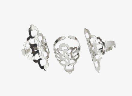 METAL ELEMENTS - RING FINDINGS - ETHNIC DESIGN - 18mm NICKEL COLOR - NICKEL FREE - 5pcs.