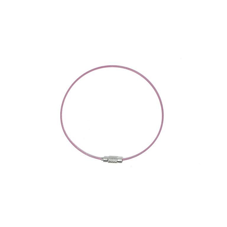 STRING WITH CLASP - STEEL CORD 1mm - BRACELET - 65mm PINK 06 - 1pc.