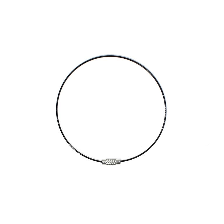 STRING WITH CLASP - STEEL CORD 1mm - BRACELET - 70mm BLACK - 1pc.