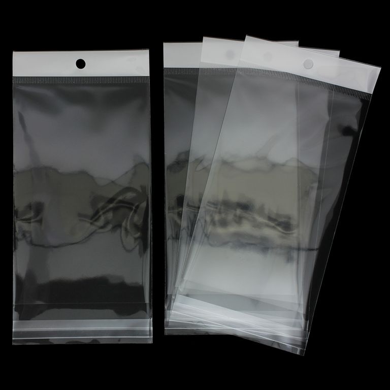 PACKAGING - CELLOPHANE BAG WITH WHITE POST - 10x16+3cm - 100pcs.