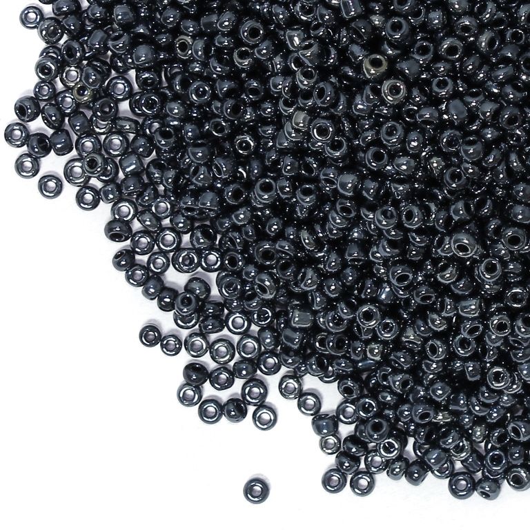 GLASS SEED BEADS - BALL 3mm - IRIS - HEMATITE 606 - 50g Hole-1.0mm