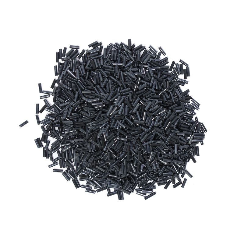 GLASS SEED BEADS - BUGLES 6x2mm - IRIS - HEMATITE 616 - PACKAGE 450g Hole-0.8mm