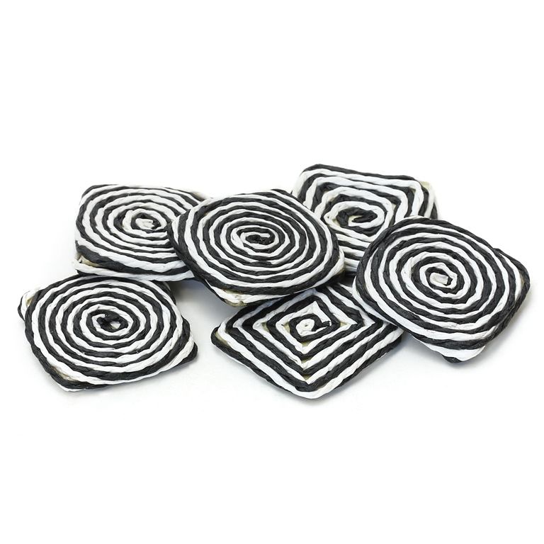 FIGURES FROM THREAD - MIXED FORMS - 36x6mm - BLACK-WHITE - PACKAGE 30pcs.