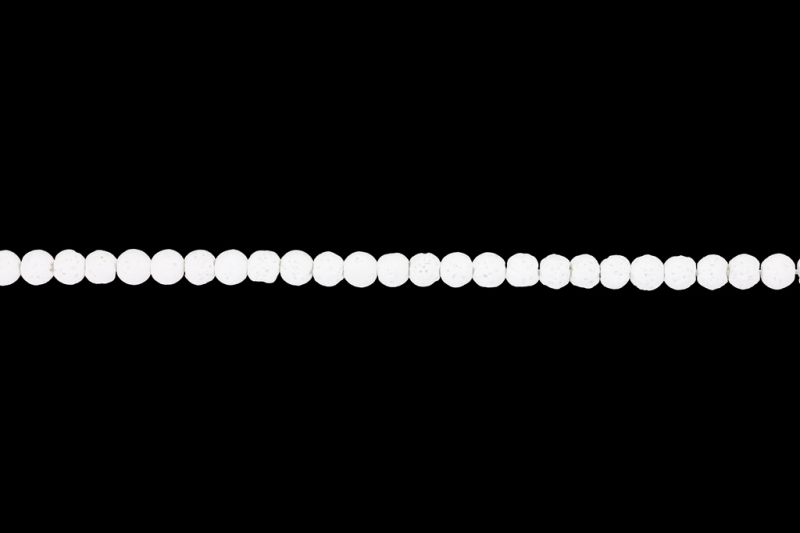 NATURAL STONE BEADS - LAVA STONE WHITE - 4mm - STRING (94pcs.) Hole-1.0mm