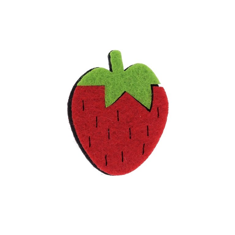 TEXTILE BEADS - FELT - STRAWBERRY 01 - 35x45mm RED - PACKAGE 25pcs.