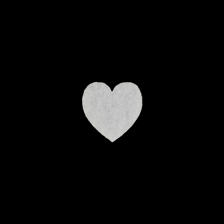 TEXTILE BEADS - FELT - HEART 01 - 18x18mm WHITE - PACKAGE 100pcs.