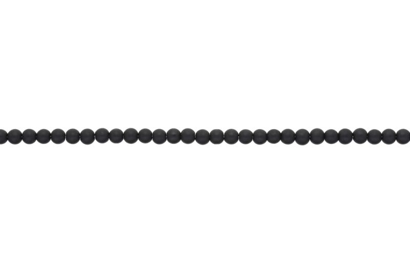 NATURAL STONE BEADS - ONYX BLACK MATTE - 4mm - STRING (94pcs.) Hole-1.0mm