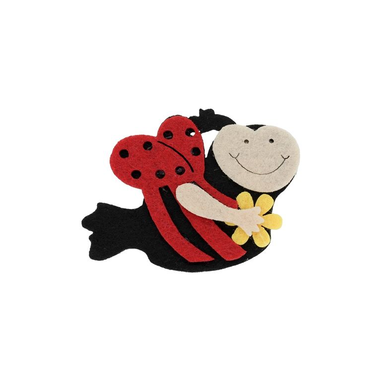 TEXTILE BEADS - FELT - LADYBUG 03 - 78x55mm BLACK-RED - PACKAGE 10pcs.