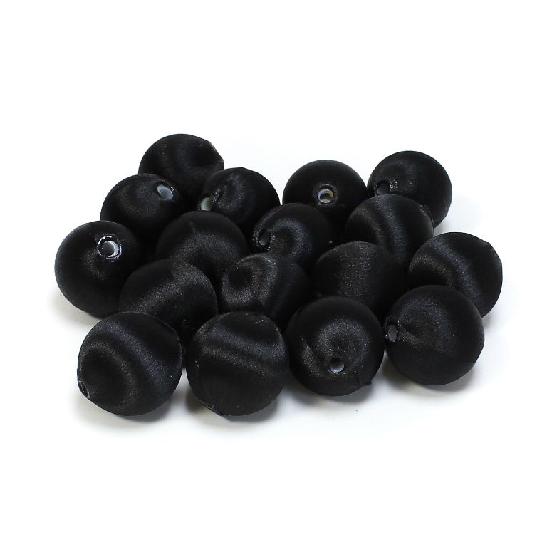 BALL WITH THREAD - POLYESTER 05 - 20mm - BLACK - PACKAGE 50pcs. Hole-3.0mm