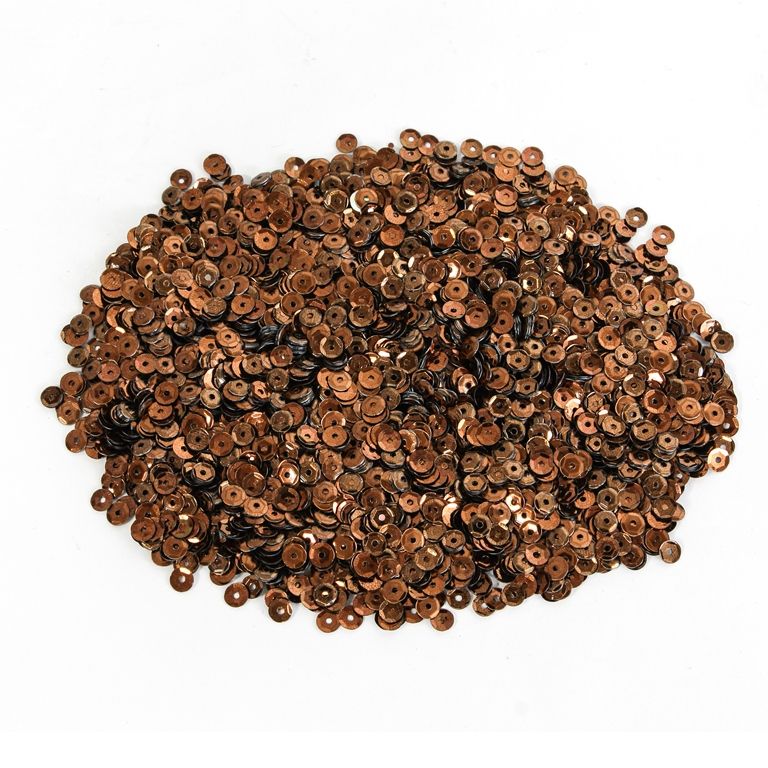 SEQUINS - CIRCLE 04 RELIEF - METALLIC - 4mm BROWN 059 - PACKAGE 250g Hole-1.0mm