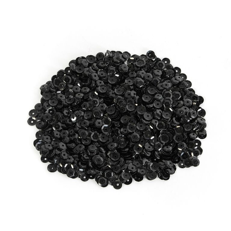 SEQUINS - CIRCLE 04 RELIEF - OPAQUE - 5mm BLACK 074 - PACKAGE 250g Hole-1.0mm