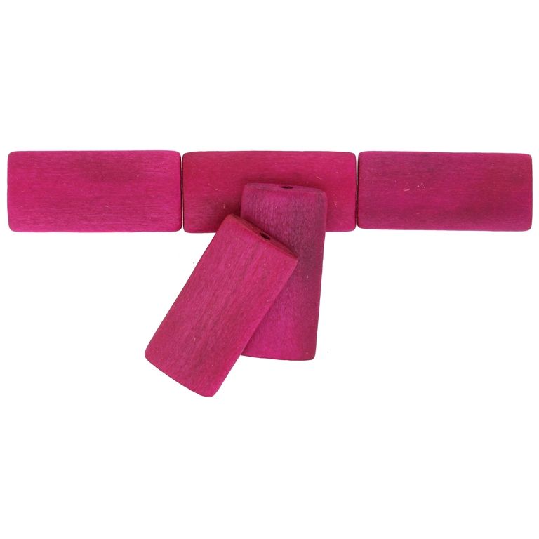 WOODEN BEADS - CONVEX RECTANGULAR - 40х20х6mm CYCLAMEN (DARK) - PACKAGE 100pcs. Hole-3.0mm