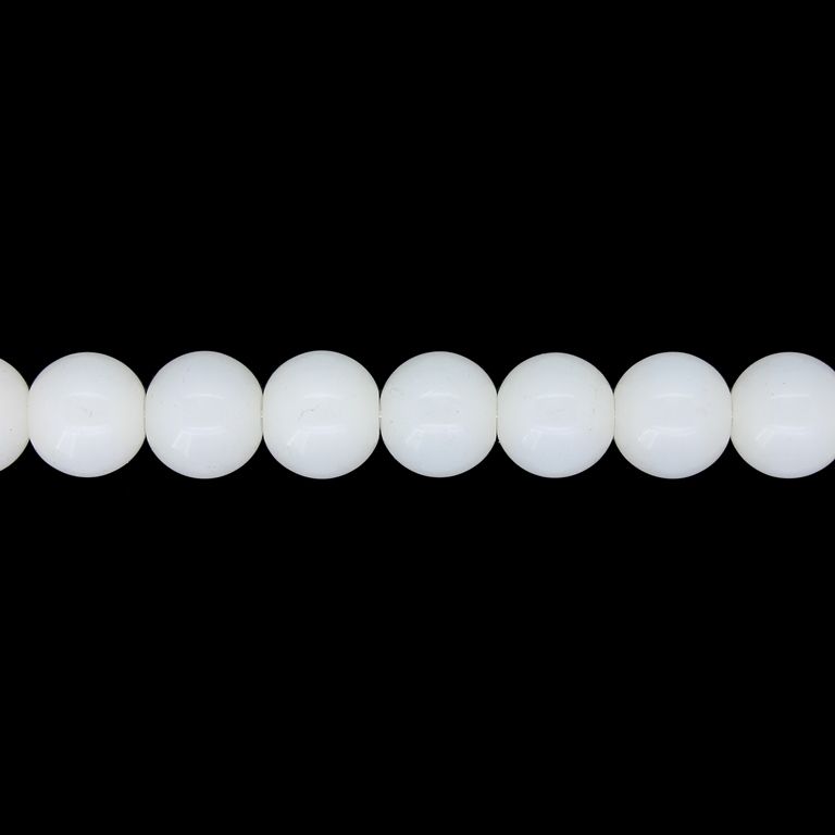 GLASS BEADS ON A STRING UV - BALL - MILKY - 10mm - WHITE - STRING (80 pcs.) Hole-1.3mm